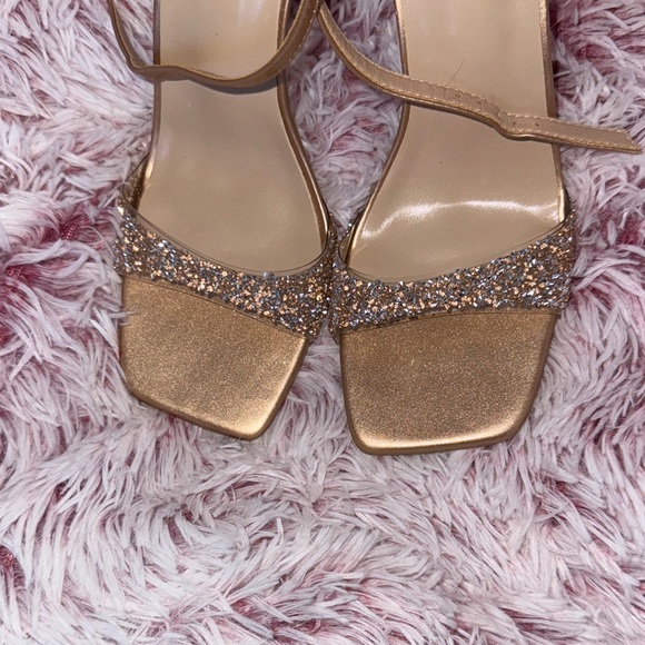 Chic Tan & Pink Strappy Heels with Glitter Accents Women’s Size 7 NEW/Never Worn - Picture 2 of 7